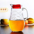 Haonai 2000ml lead free glass jug turkish beverage/juice jug with round body and plastic lid